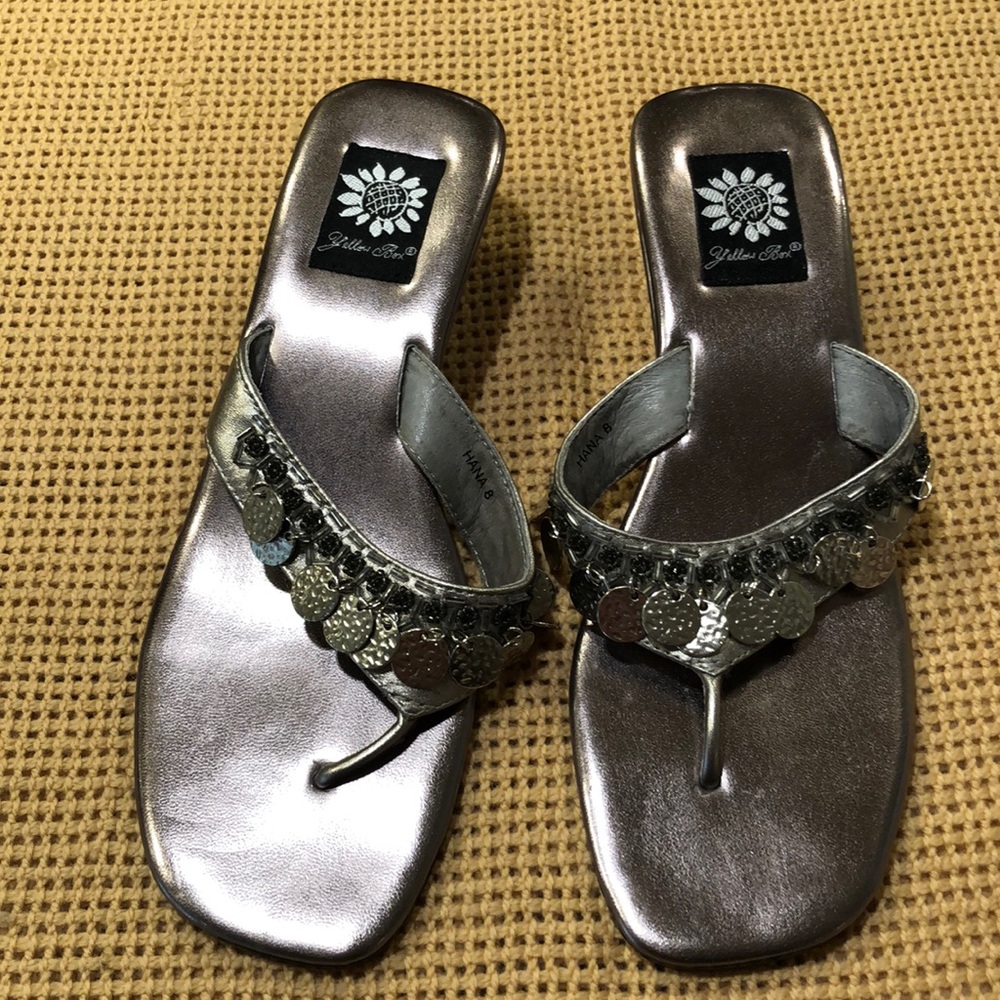 Yellow Box leather sandals Rose Gold color